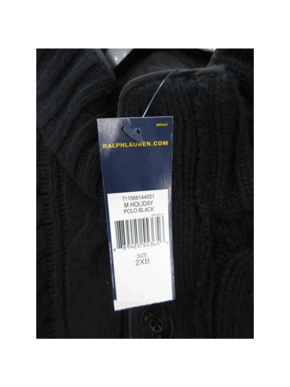 Polo Ralph Lauren Sweater 2XB Merino Wool Henley Cable Knit Mock Neck